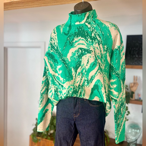 Christian Siriano Tops - Christian Siriano New York – Marbled Green Sweater – Size M